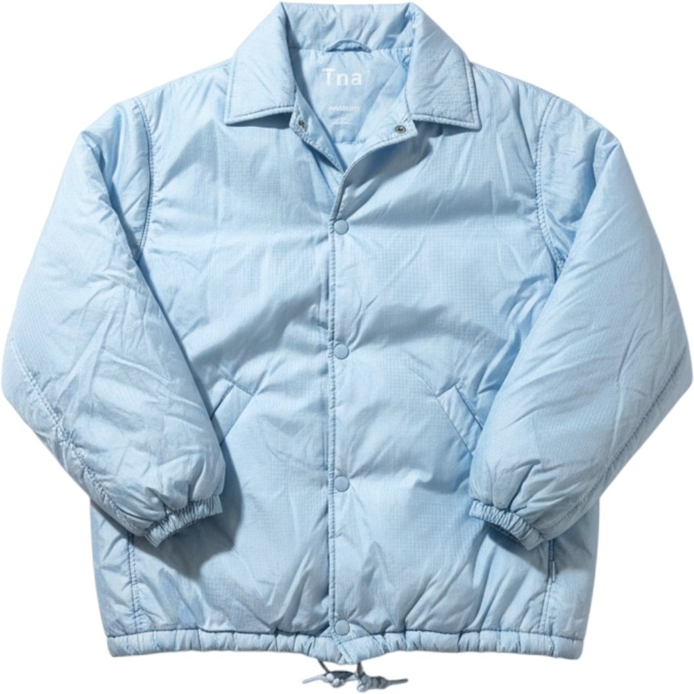 Tna Aritzia Baby Blue Grid Ripstop Insulated Coaches Jacket Womens XS 101125